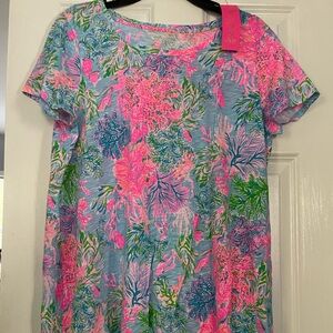 Lilly Pulitzer Pink and Blue Floral Short Sleeve Top